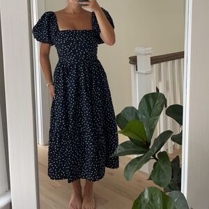 Abercrombie & Fitch Navy and White Midi Dress